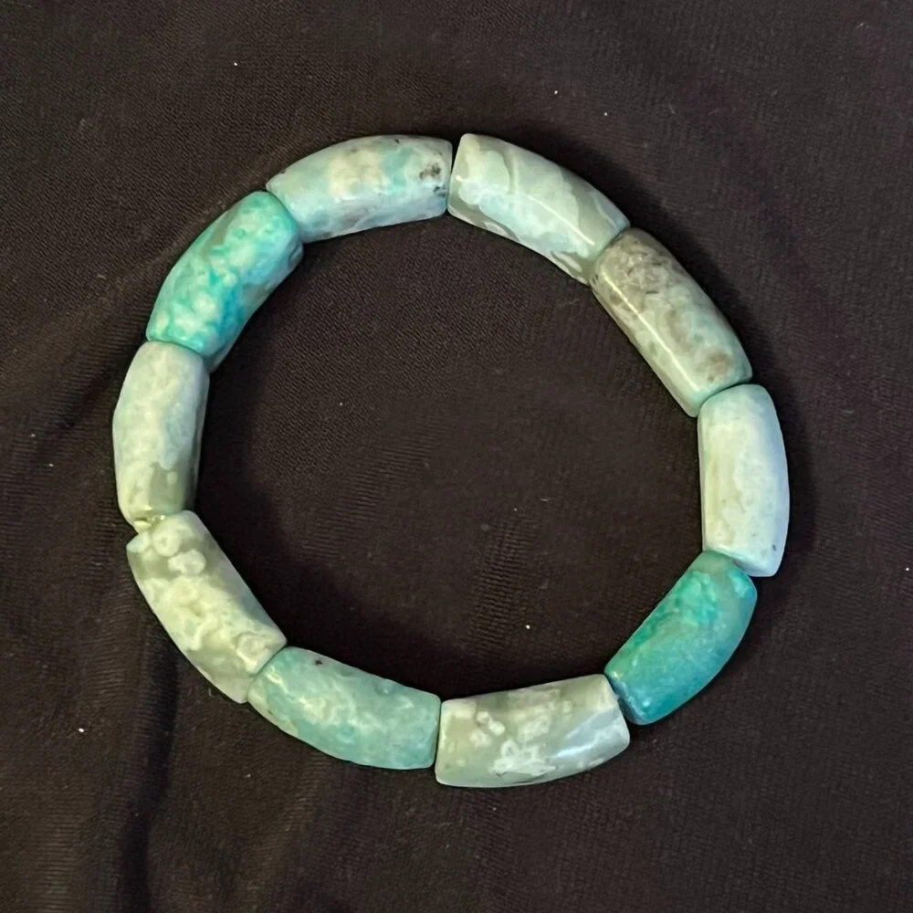Natural Amazonite Stretch Bracelet – 8.5 Inch Circumference - Picture 1 of 5